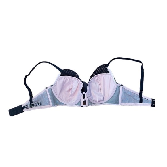 Victoria’s Secret lined plunge underwire black & pink lace lingerie bra size 34D - Picture 8 of 14